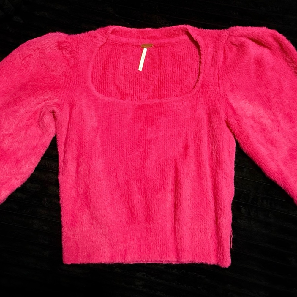 Free People Super Soft Hot Pink Fuzzy Knit